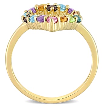 Multi Gem 10K Yellow Gold Ring 0.77ctw