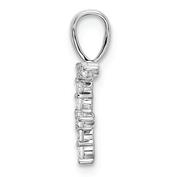 Rhodium Over 14K White Gold Lab Grown Diamond Letter F Initial Pendant