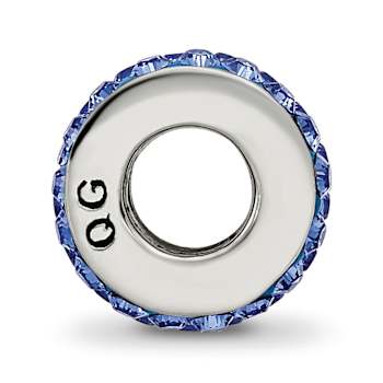 Sterling Silver Reflections Blue Double Row Preciosa Crystal Bead
