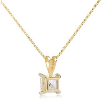 White Cubic Zirconia 14k Yellow Gold Pendant With Chain 1.00ctw