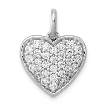 Rhodium Over 14k White Gold Diamond Heart Pendant