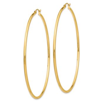 14k Yellow Gold Polished 2 3/4" Tube Hoop Earrings