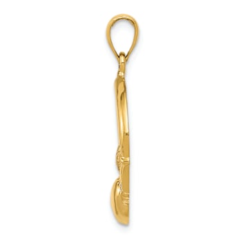 14k Yellow Gold Polished Claddagh Pendant