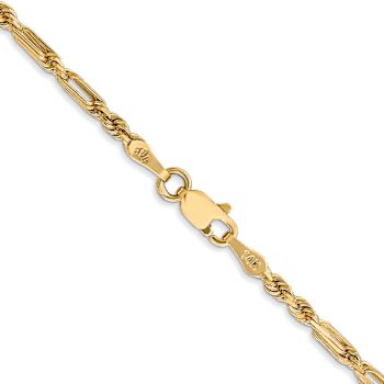 14k Yellow Gold 2.5mm Diamond-Cut Solid Milano Rope 16 Inch Chain
