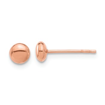 14k Rose Gold Polished 4.5mm Button Earrings