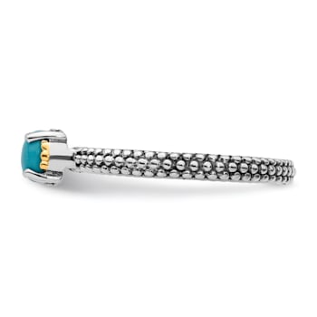 14K Yellow Gold Over Sterling Silver Stackable Expressions Turquoise
Antiqued Ring