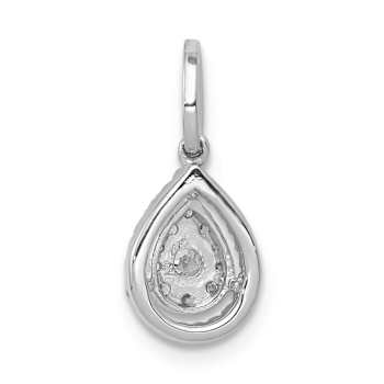 Rhodium Over 10k White Gold 0.242 ctw Diamond Teardrop Pendant