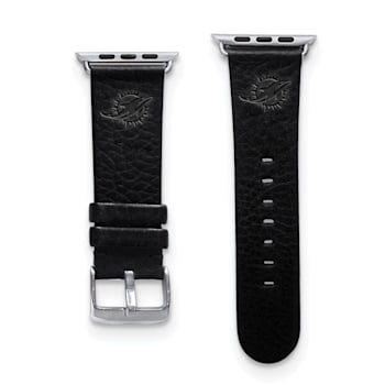 Gametime Miami Dolphins Leather Band fits Apple Watch (38/40mm S/M
Black). Watch not included.