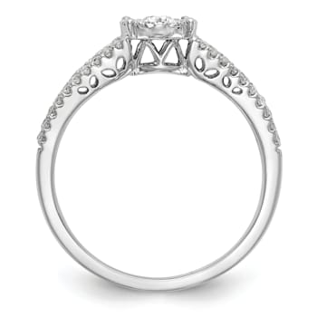 Rhodium Over 14K White Gold Diamond Cluster Engagement Ring 0.47ctw