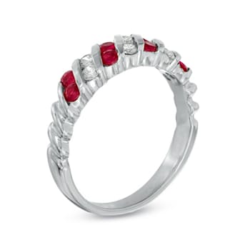 0.80ctw Ruby and Diamond Band Ring in 14k White Gold