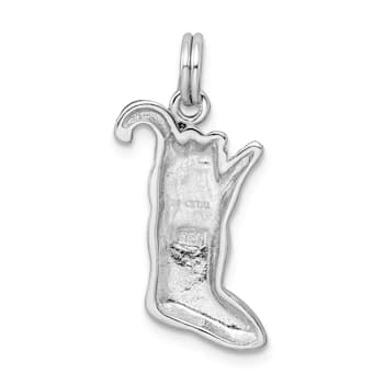 Rhodium Over Sterling Silver Enamel Stocking Charm