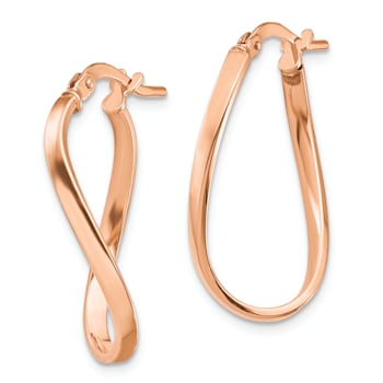 14k Rose Gold 15/16" Polished Wavy Hoop Earrings