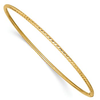 14k Yellow Gold 2mm Diamond-Cut Tube Slip-on Bangle