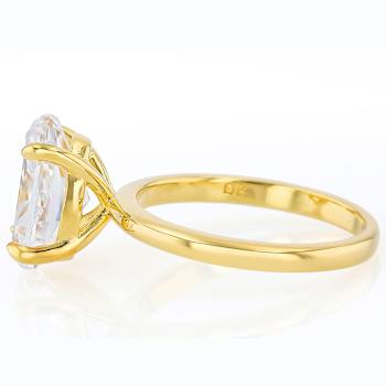 Oval CZ Solitaire Statement Ring In 18K Gold Over Sterling Silver