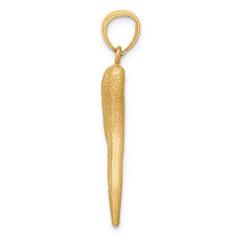 14k Yellow Gold Solid Diamond-cut Italian Horn Pendant