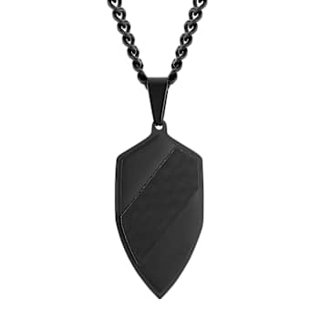 Robert Alton Men's Shield Pendant With Chain In Black Ion-Plated
Stainless Steel