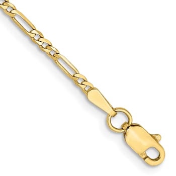 10k Yellow Gold 1.75mm Flat Figaro Link Bracelet