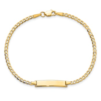 10k Yellow Gold Flat Curb Link ID Bracelet