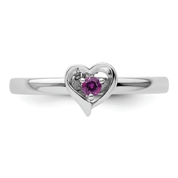 Sterling Silver Stackable Expressions Rhodolite Heart Ring 0.09ctw