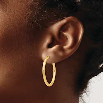 14k Yellow Gold Non-Pierced 1" Hoops Earrings