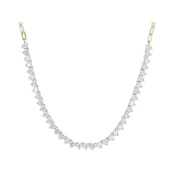 DaInty Lab-Grown Diamond Station Necklace 1ctw In 14K Gold Over Sterling Silver