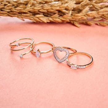 Lab Grown Diamond Accent 10K Rose Gold Spiral Design Bypass Ring, 0.06ctw