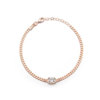 Sterling Statements 14K Rose Gold Over Sterling Silver White CZ Curb
Chain Bracelet
