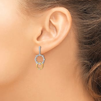 14K Two-tone Lab Grown Diamond SI1/SI2, G H I, Fancy Circle Drop Post Earrings