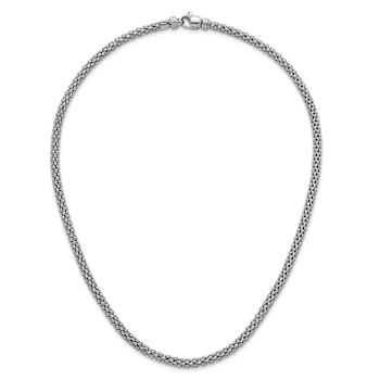 Rhodium Over Sterling Silver 4.5mm Popcorn Mesh 24 Inch Chain