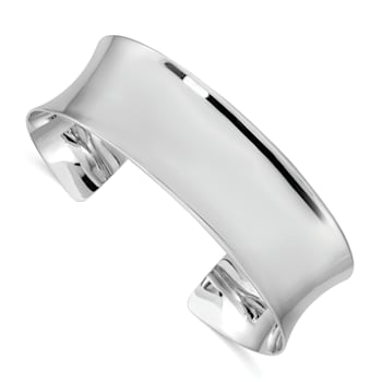 Rhodium Over Sterling Silver Polished 20mm Cuff Bracelet
