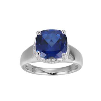 Lab Created Blue Sapphire And Cubic Zirconia Platinum Over Silver
September Birthstone Ring 4.45ctw