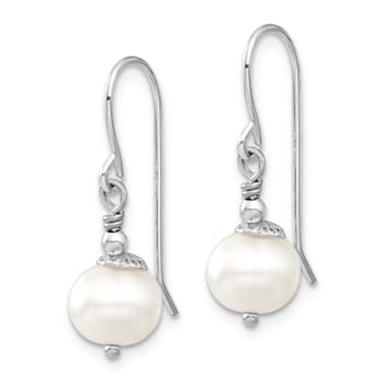 Rhodium Over Sterling Silver 7-8mm White Freshwater Cultured Pearl
Earring/Necklace Set