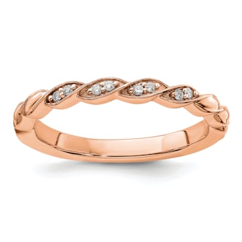 14K Rose Gold Stackable Expressions Diamond Twist Ring 0.04ctw