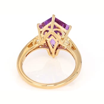 Amethyst Kite Solitaire Ring In 18K Gold Over Sterling Silver 2.65ct