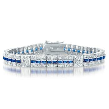 Sapphire Color CZ Tennis Bracelet In Sterling Silver