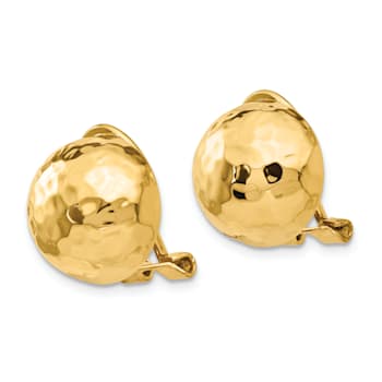 14k Yellow Gold 12mm Hammered Non-pierced Stud Earrings