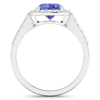 1.8ctw Violet Tanzanite and Diamond 14K White Gold Halo Ring