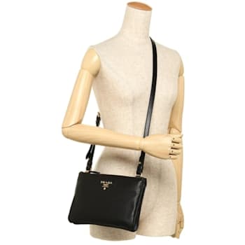 Prada Vitello Phenix Leather Gold Hardware Black Crossbody