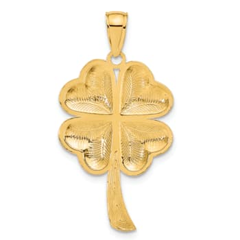 14K Yellow Gold Solid Polished 4-Leaf Clover Pendant