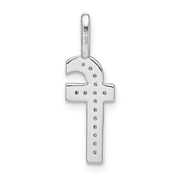 14K White Gold Diamond Lower Case Letter F Initial Pendant