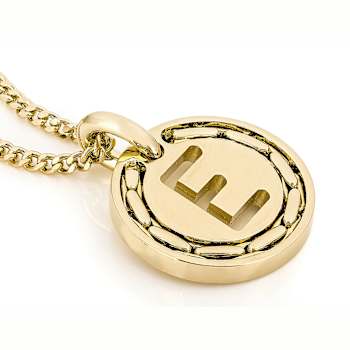 Cardano Initial E Pendant Necklace In 18K Gold Over Bronze