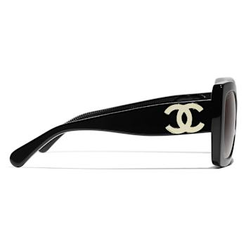Chanel Black Frame with Large "CC" Gold Logo / Brown Polarized
Lens Sunglasses