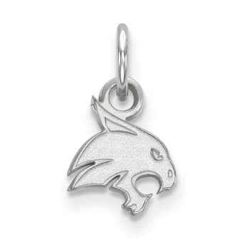 Rhodium Over Sterling Silver LogoArt Texas State University Extra Small Pendant