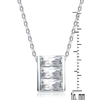 Rectangle CZ Solitaire Pendant In Sterling Silver
