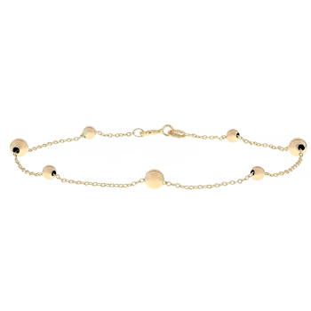 Dainty Gold Bead Station Bracelet In Solid 14K Yellow Gold