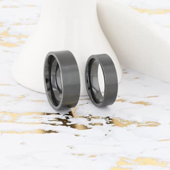 SAN ANTONIO Flat Black Tungsten Carbide Band with Brushed Finish 8mm