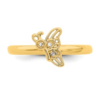 14K Yellow Gold Over Sterling Silver Stackable Expressions Butterfly
with Diamond Ring 0.015ctw