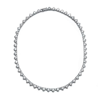CZ Tennis Necklace In Sterling Silver 16 Inch