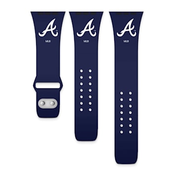 Gametime MLB Atlanta Braves Navy Silicone Apple Watch Band (38/40mm
M/L). Watch not included.