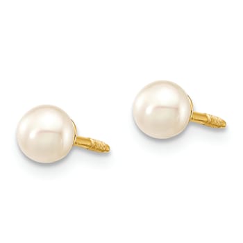 14K Yellow Gold 4-5mm White Freshwater Cultured Pearl Bracelet and
Earring Set